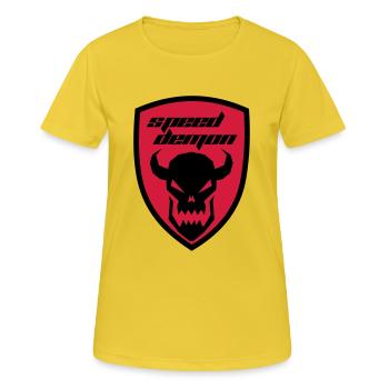 Speed Demon - Frauen T-Shirt atmungsaktiv - Sonnengelb - Vorne - AI Model Female 172 dark (172cm)