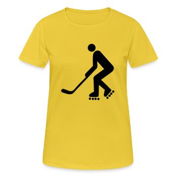 inline hockey inline Silhouette Logo - Frauen T-Shirt atmungsaktiv - Sonnengelb - Vorne - AI Model Female 172 dark (172cm)