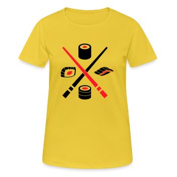 Sushi Logo - Frauen T-Shirt atmungsaktiv - Sonnengelb - Vorne - AI Model Female 172 dark (172cm)