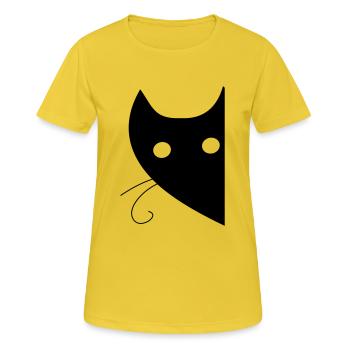 TÊTE DE CHAT - T-shirt respirant Femme - jaune soleil - Devant - AI Model Female 172 dark (172cm)