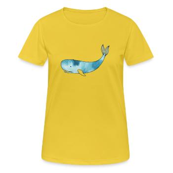 Watercolor Whale - Frauen T-Shirt atmungsaktiv - Sonnengelb - Vorne - AI Model Female 172 dark (172cm)