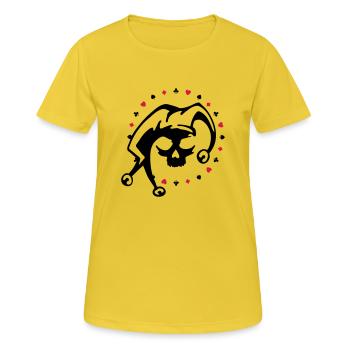 poker, crâne, crâne, joker - T-shirt respirant Femme - jaune soleil - Devant - AI Model Female 172 dark (172cm)