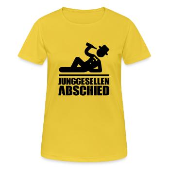 Junggesellenabschied - Frauen T-Shirt atmungsaktiv - Sonnengelb - Vorne - AI Model Female 172 dark (172cm)