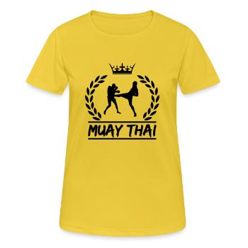 muay thai - Frauen T-Shirt atmungsaktiv - Sonnengelb - Vorne - AI Model Female 172 dark (172cm)