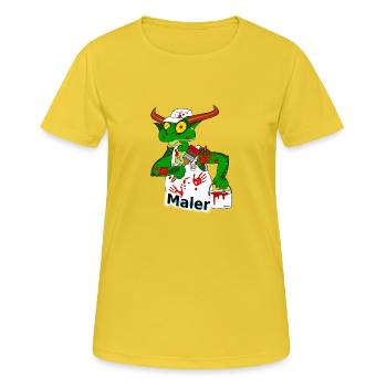 Maler - T-shirt respirant Femme - jaune soleil - Devant - AI Model Female 172 dark (172cm)