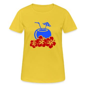 Cocktail Hibiscus - T-shirt respirant Femme - jaune soleil - Devant - AI Model Female 172 dark (172cm)