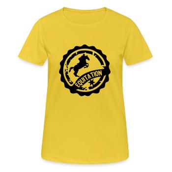 Stempel Stempel logo reiter1 Pferd Hindernis - Frauen T-Shirt atmungsaktiv - Sonnengelb - Vorne - AI Model Female 172 dark (172cm)