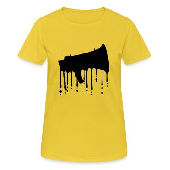 Graffiti Megafon Propaganda Lautsprecher - Frauen T-Shirt atmungsaktiv - Sonnengelb - Vorne - AI Model Female 172 dark (172cm)