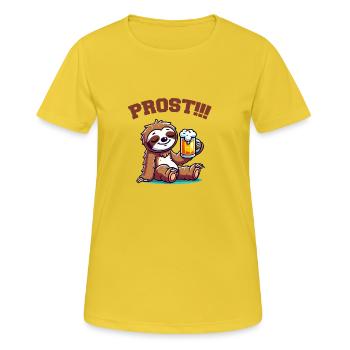 Bande dessinée de bière paresseux - T-shirt respirant Femme - jaune soleil - Devant - AI Model Female 172 dark (172cm)