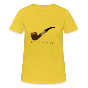 ceci n'est pas une pipe - T-shirt respirant Femme - jaune soleil - Devant - AI Model Female 172 dark (172cm)