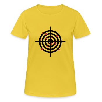 zielscheibe_mit_einschussloechern_2c - T-shirt respirant Femme - jaune soleil - Devant - AI Model Female 172 dark (172cm)