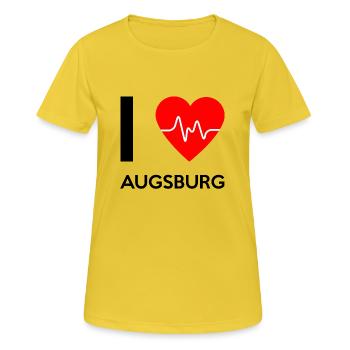 I Love Augsburg - Ich liebe Augsburg - Frauen T-Shirt atmungsaktiv - Sonnengelb - Vorne - AI Model Female 172 dark (172cm)
