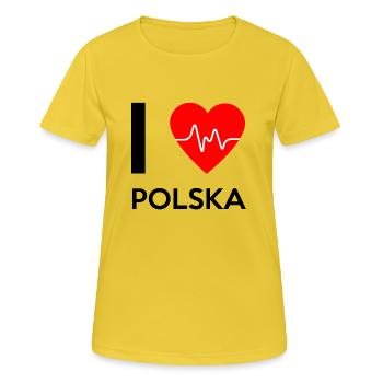 J'aime Polska - I love Polska - T-shirt respirant Femme - jaune soleil - Devant - AI Model Female 172 dark (172cm)