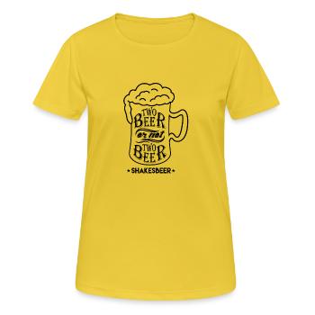 Deux bière ou non deux bières - Shakesbeer - T-shirt respirant Femme - jaune soleil - Devant - AI Model Female 172 dark (172cm)