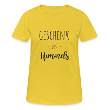 Geschenk des Himmels - Frauen T-Shirt atmungsaktiv - Sonnengelb - Vorne - AI Model Female 172 dark (172cm)