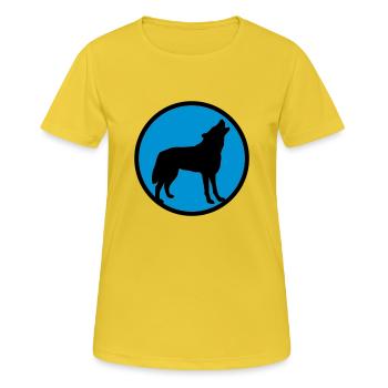 wolf_092011_d_2c - T-shirt respirant Femme - jaune soleil - Devant - AI Model Female 172 dark (172cm)