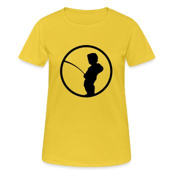 Manneke Pis - T-shirt respirant Femme - jaune soleil - Devant - AI Model Female 172 dark (172cm)