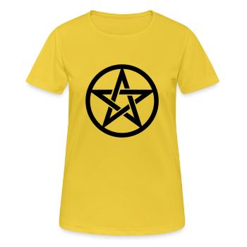 Pentacle - symbole du diable - diablo (P1) - T-shirt respirant Femme - jaune soleil - Devant - AI Model Female 172 dark (172cm)