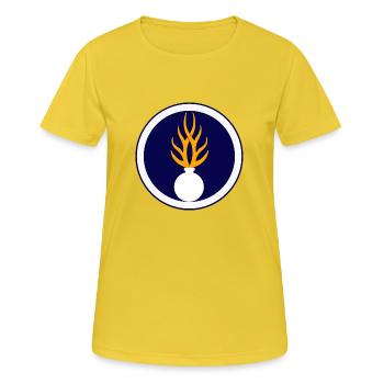 insigne gendarmerie - T-shirt respirant Femme - jaune soleil - Devant - AI Model Female 172 dark (172cm)