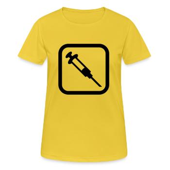 Logo de la seringue - T-shirt respirant Femme - jaune soleil - Devant - AI Model Female 172 dark (172cm)