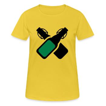 Alkohol - Bierflaschen - Frauen T-Shirt atmungsaktiv - Sonnengelb - Vorne - AI Model Female 172 dark (172cm)