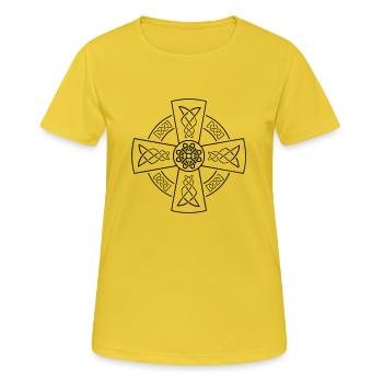 Celtic Cross - Women's Breathable T-Shirt - sunshine - Front - AI Model Female 172 dark (172cm)