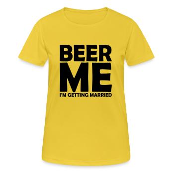 Beer Me Me marier - T-shirt respirant Femme - jaune soleil - Devant - AI Model Female 172 dark (172cm)