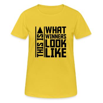 À quoi ressemblent les gagnants - T-shirt respirant Femme - jaune soleil - Devant - AI Model Female 172 dark (172cm)
