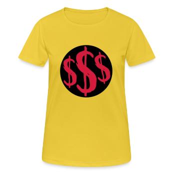 Reich 3 Dollar Zeichen - Frauen T-Shirt atmungsaktiv - Sonnengelb - Vorne - AI Model Female 172 dark (172cm)