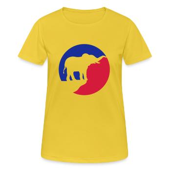 Falaise Silhouette d’éléphant de pleine lune - T-shirt respirant Femme - jaune soleil - Devant - AI Model Female 172 dark (172cm)