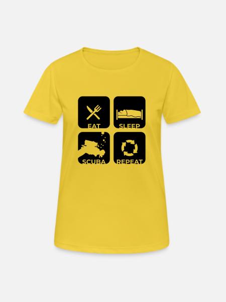 Manger Dormir Plongée Répéter - La plongée est ma vie - T-shirt respirant Femme - jaune soleil