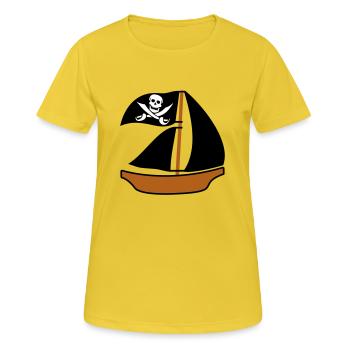Painted Pirate Ship Kids Motif Drawing Cool - Women's Breathable T-Shirt - sunshine - Front - AI Model Female 172 dark (172cm)