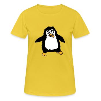 Pinguin Baby guckt verwirrt benommen verrückt süß - Frauen T-Shirt atmungsaktiv - Sonnengelb - Vorne - AI Model Female 172 dark (172cm)