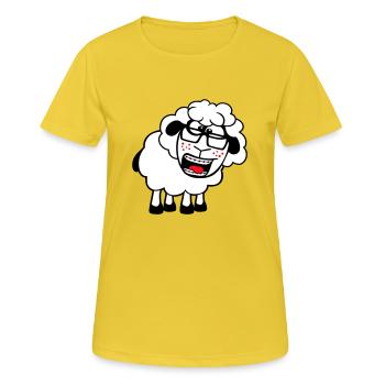 Schaf Nerd Hornbrille Brille Spange Geek Schlau - Frauen T-Shirt atmungsaktiv - Sonnengelb - Vorne - AI Model Female 172 dark (172cm)