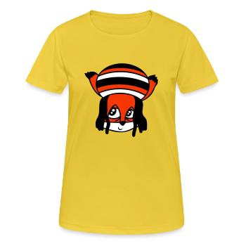 Fuchs Raggae Jamaika Hut Rasta Locken Chill Mütze - Frauen T-Shirt atmungsaktiv - Sonnengelb - Vorne - AI Model Female 172 dark (172cm)