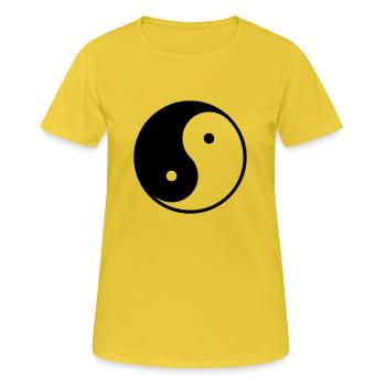 Ying und Yang - Frauen T-Shirt atmungsaktiv - Sonnengelb - Vorne - AI Model Female 172 dark (172cm)