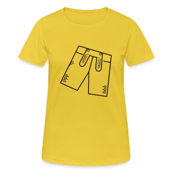 Lederhose - Frauen T-Shirt atmungsaktiv - Sonnengelb - Vorne - AI Model Female 172 dark (172cm)