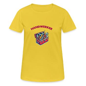 Werkzeugkasten Handwerker - Frauen T-Shirt atmungsaktiv - Sonnengelb - Vorne - AI Model Female 172 dark (172cm)