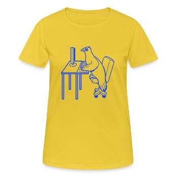 Pigeon Works Bureau Ordinateur Clavier Souris Gamer - T-shirt respirant Femme - jaune soleil - Devant - AI Model Female 172 dark (172cm)