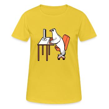Pigeon Works Bureau Ordinateur Clavier Souris Gamer - T-shirt respirant Femme - jaune soleil - Devant - AI Model Female 172 dark (172cm)