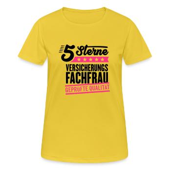 5Sterne Versicherungsfachfrau - Frauen T-Shirt atmungsaktiv - Sonnengelb - Vorne - AI Model Female 172 dark (172cm)