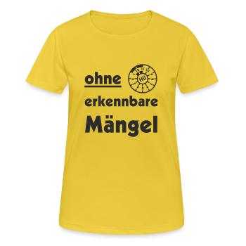 ohne erkennbare Mängel TÜV - Frauen T-Shirt atmungsaktiv - Sonnengelb - Vorne - AI Model Female 172 dark (172cm)