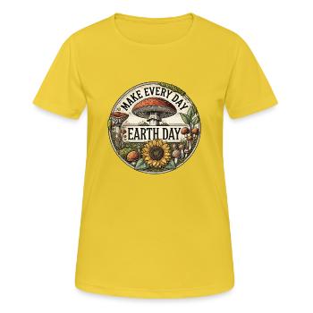 Faites de chaque jour le Jour de la Terre - T-shirt respirant Femme - jaune soleil - Devant - AI Model Female 172 dark (172cm)