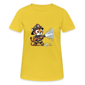 Brigade de pompiers Tiger - T-shirt respirant Femme - jaune soleil - Devant - AI Model Female 172 dark (172cm)