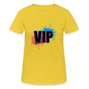 VIP 3D Effekt - Frauen T-Shirt atmungsaktiv - Sonnengelb - Vorne - AI Model Female 172 dark (172cm)
