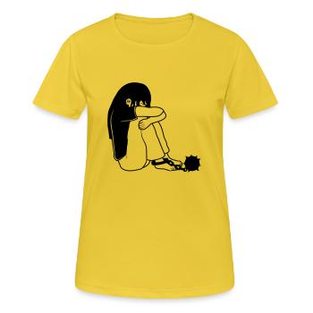 Gefangen Entührung Mädchen - Frauen T-Shirt atmungsaktiv - Sonnengelb - Vorne - AI Model Female 172 dark (172cm)