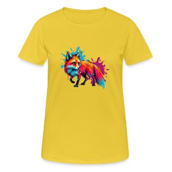fuchs paint - Frauen T-Shirt atmungsaktiv - Sonnengelb - Vorne - AI Model Female 172 dark (172cm)