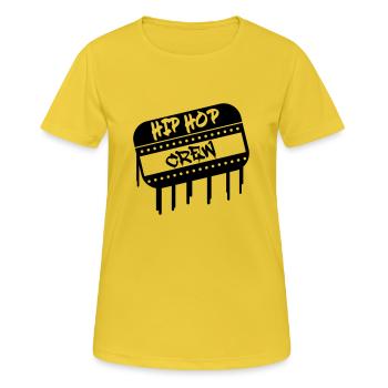 Équipe de hip-hop - T-shirt respirant Femme - jaune soleil - Devant - AI Model Female 172 dark (172cm)