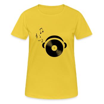 Vinyl DJ - Frauen T-Shirt atmungsaktiv - Sonnengelb - Vorne - AI Model Female 172 dark (172cm)