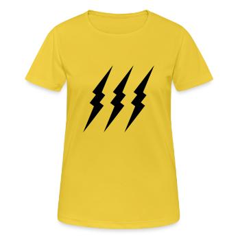 éclairs - T-shirt respirant Femme - jaune soleil - Devant - AI Model Female 172 dark (172cm)